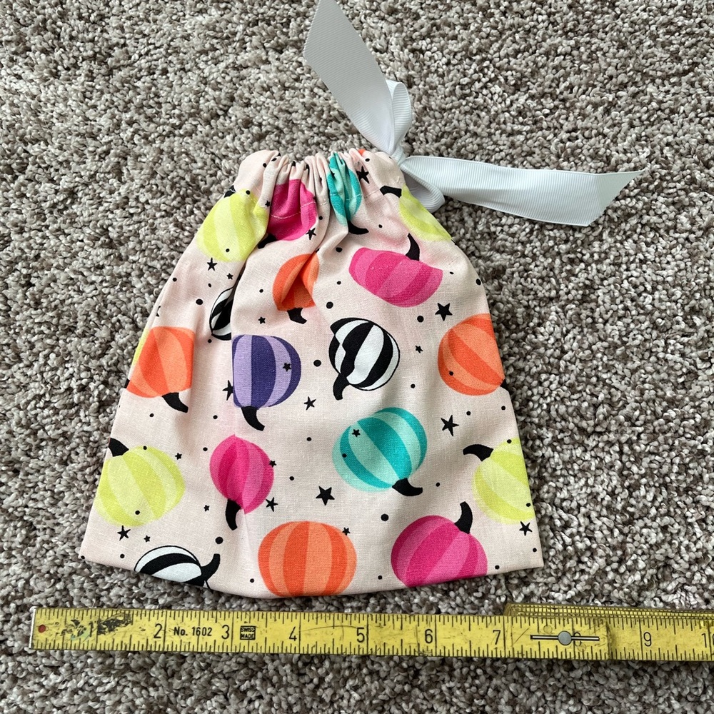 Pumpkin draw string bag - Pastel Halloween bag - gift bag